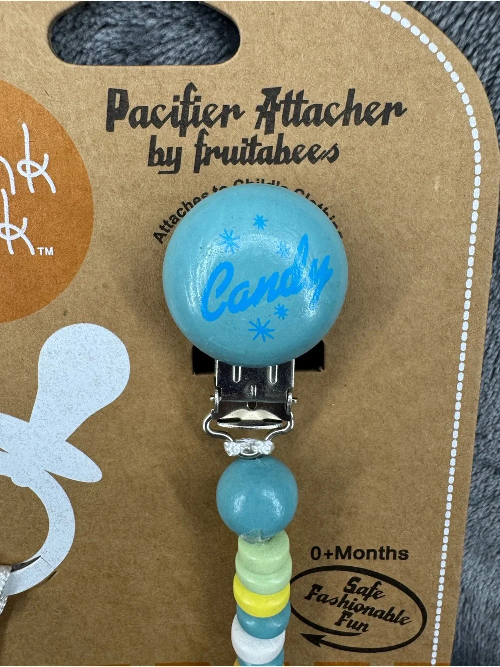 New Bink Link Baby Pacifier Attacher Blue Candy Necklace Design 0+ Months